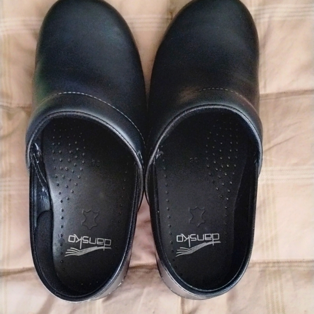 Dansko Black Leather Mules